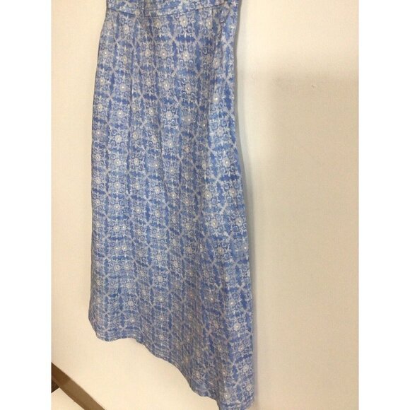 LL Bean Floral Linen Skirt Cornflower Blue Womens 4 - Picture 6 of 7